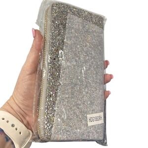Riah Fashion Glitter Wallet Clutch Zip Around Card Holder Silver‎